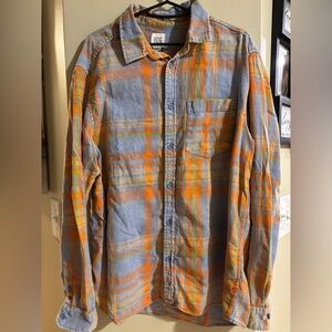 BDG Blue, Orange Plaid Flannel